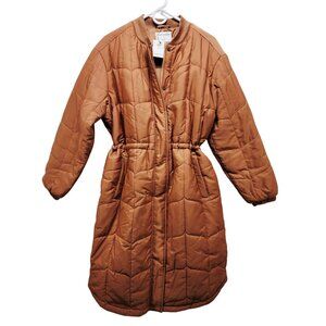 Womens Quilted Longline Jacket In Camel Brown Size 1X Lightweight  Warm